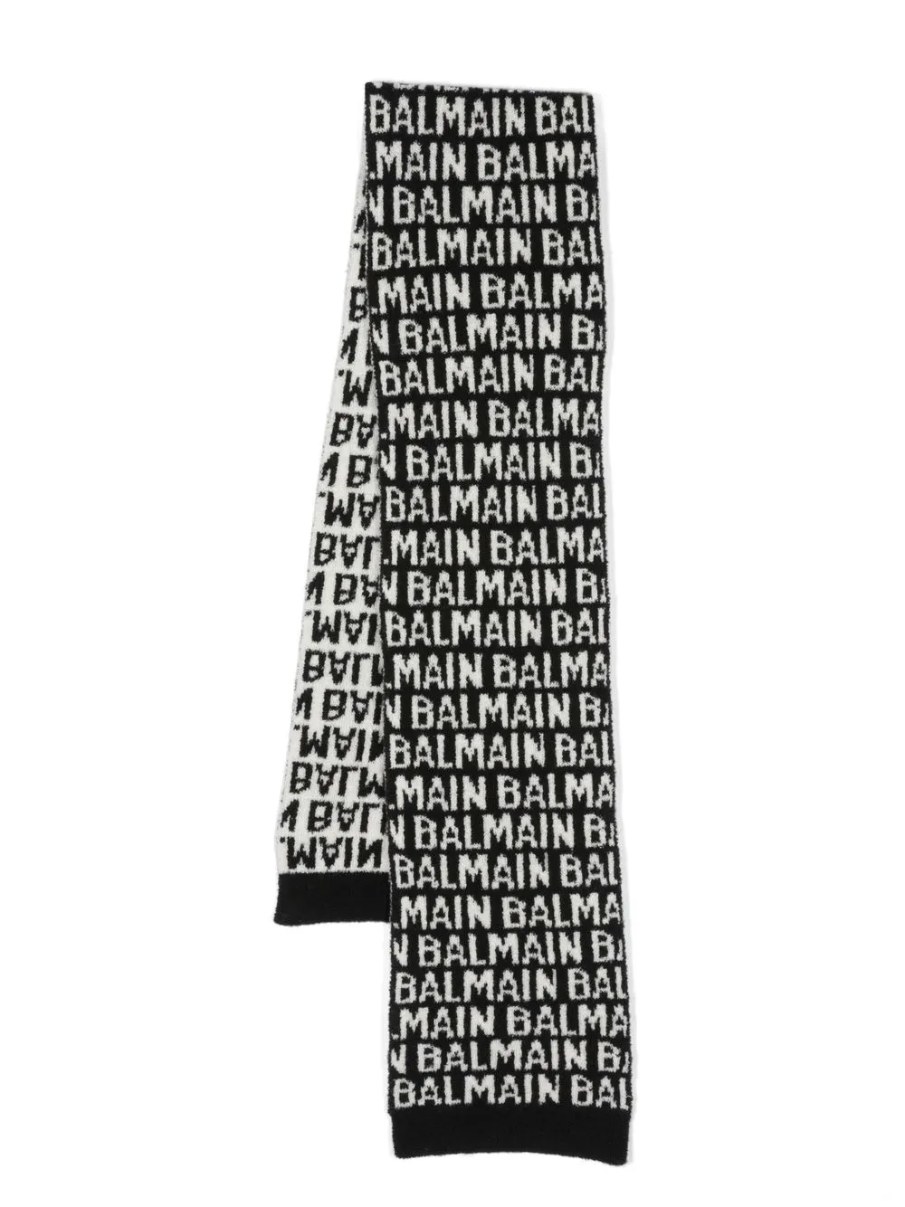 

Balmain Kids intarsia-knit logo wool scarf - Black