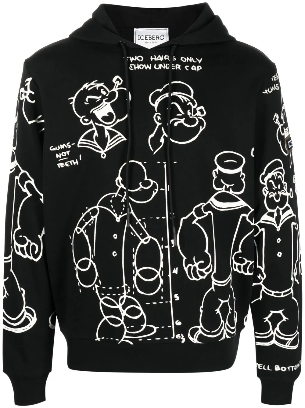 

Iceberg hoodie con estampado gráfico y cordones - Negro