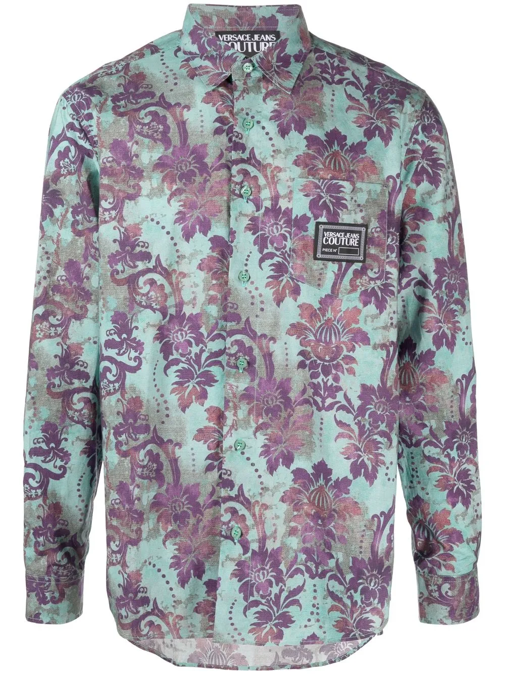 

Versace Jeans Couture camisa con estampado floral y parche del logo - Verde