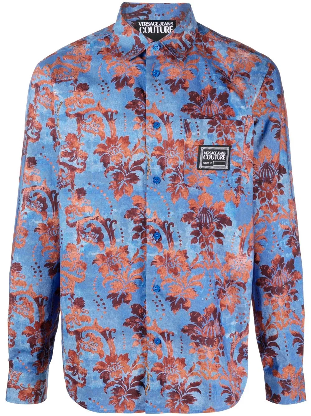 

Versace Jeans Couture camisa con estampado floral y parche del logo - Azul