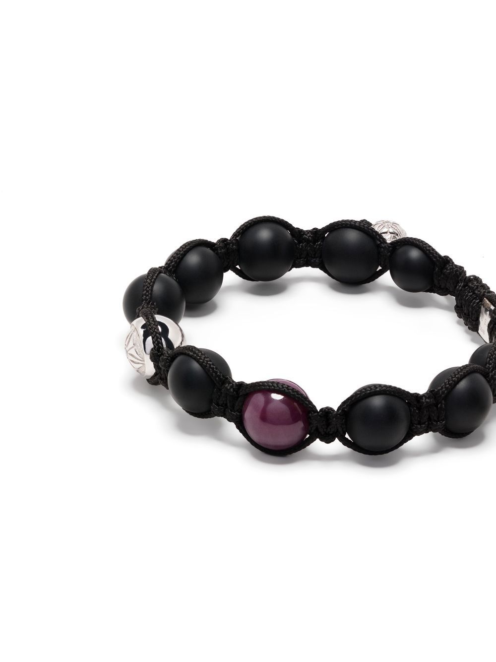 Shop Shamballa Jewels Gemstone Bead Bracelet In Black