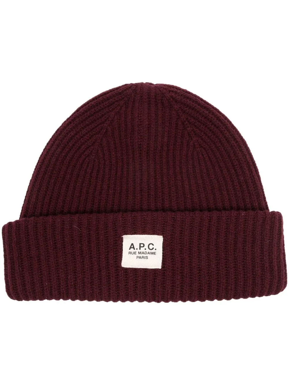 

A.P.C. logo-patch detail knit beanie - Red