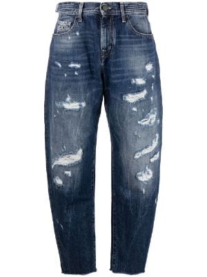 Farfetch Abbigliamento Pantaloni e jeans Jeans Jeans affosulati Blu Jeans affusolati con vita media 