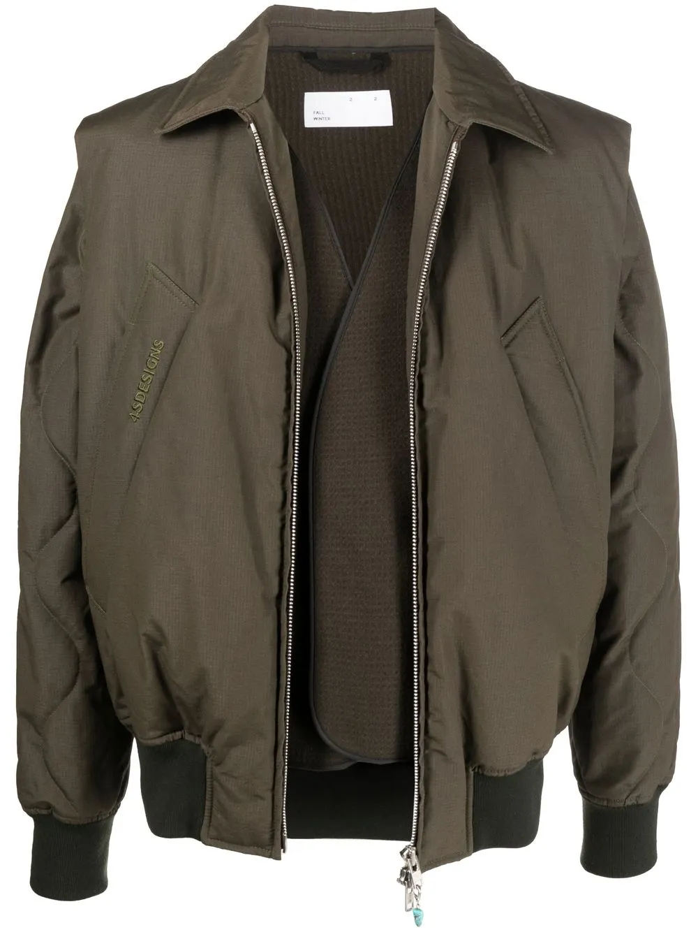 

4SDESIGNS chamarra bomber sin cuello en contraste - Verde