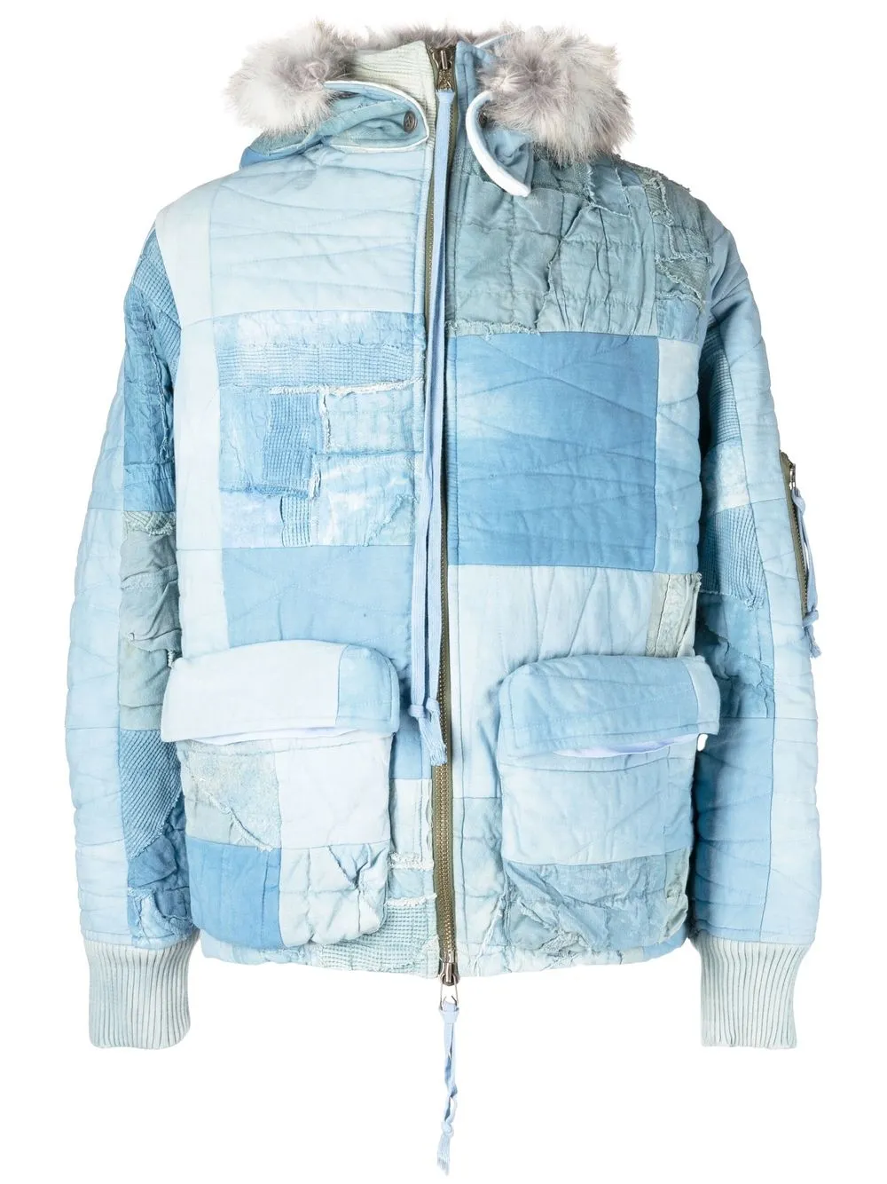 

Greg Lauren patchwork padded denim jacket - Blue