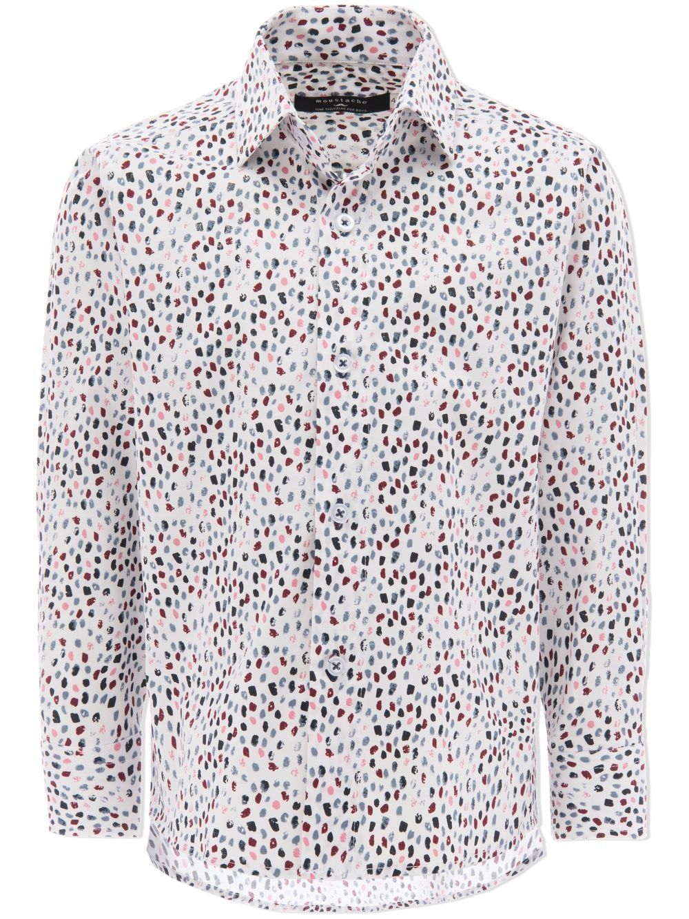 Moustache pebbled-print dress shirt - White