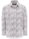 Moustache pebbled-print dress shirt - White