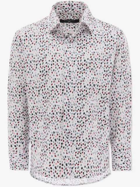 Moustache pebbled-print dress shirt