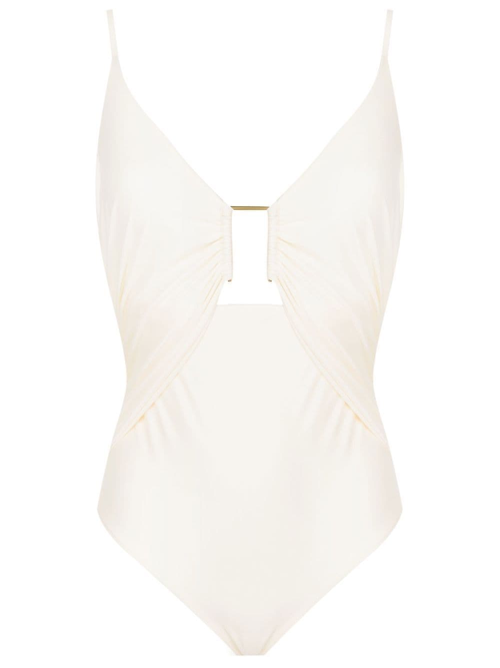 Lenny Niemeyer Geometric-neckline Detail Swimsuit In White