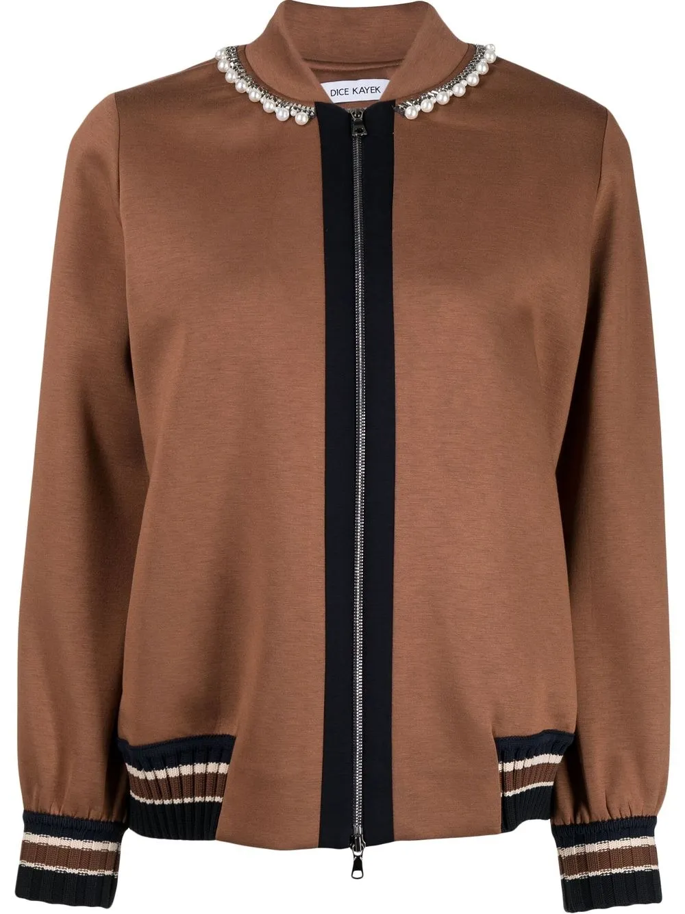 

Dice Kayek pearl-collar bomber jacket - Brown