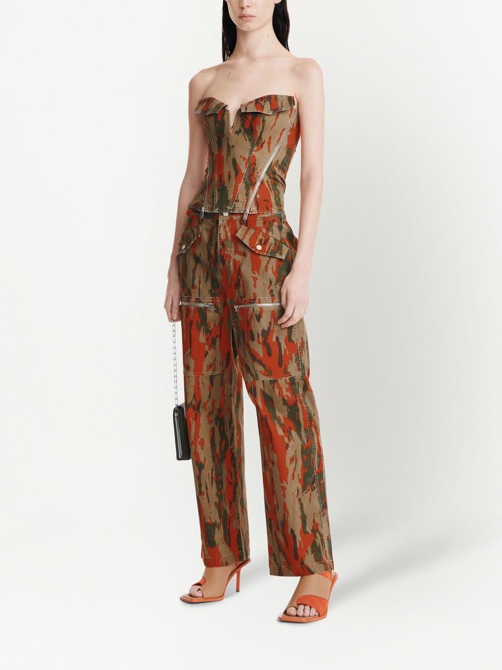 Shop Dion Lee V-wire Camouflage Corset Top In Green