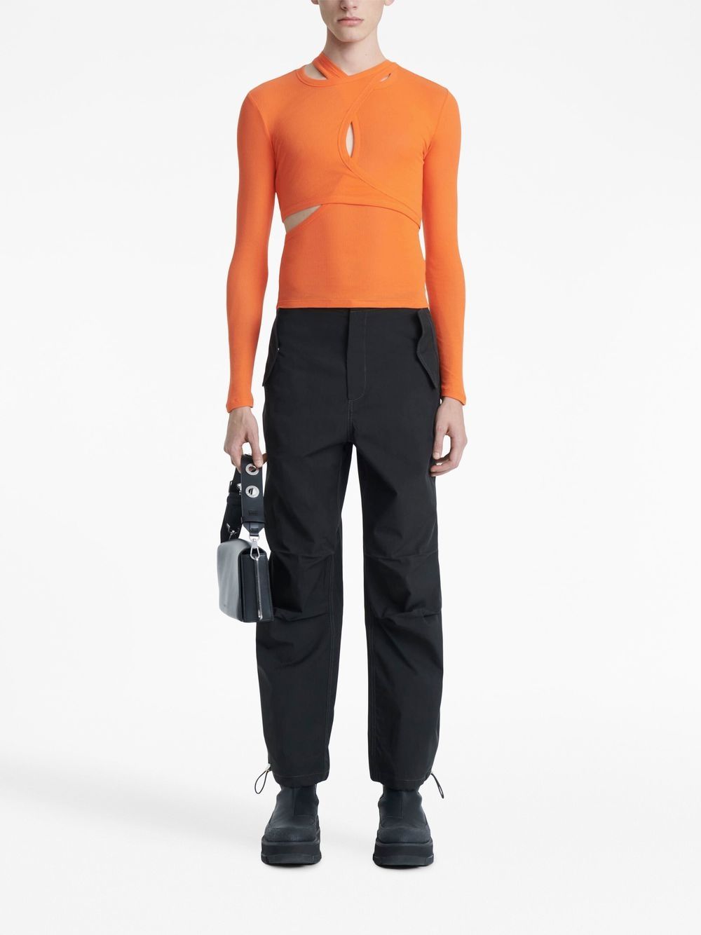 Shop Dion Lee Modular Layered Long-sleeve Top In Orange