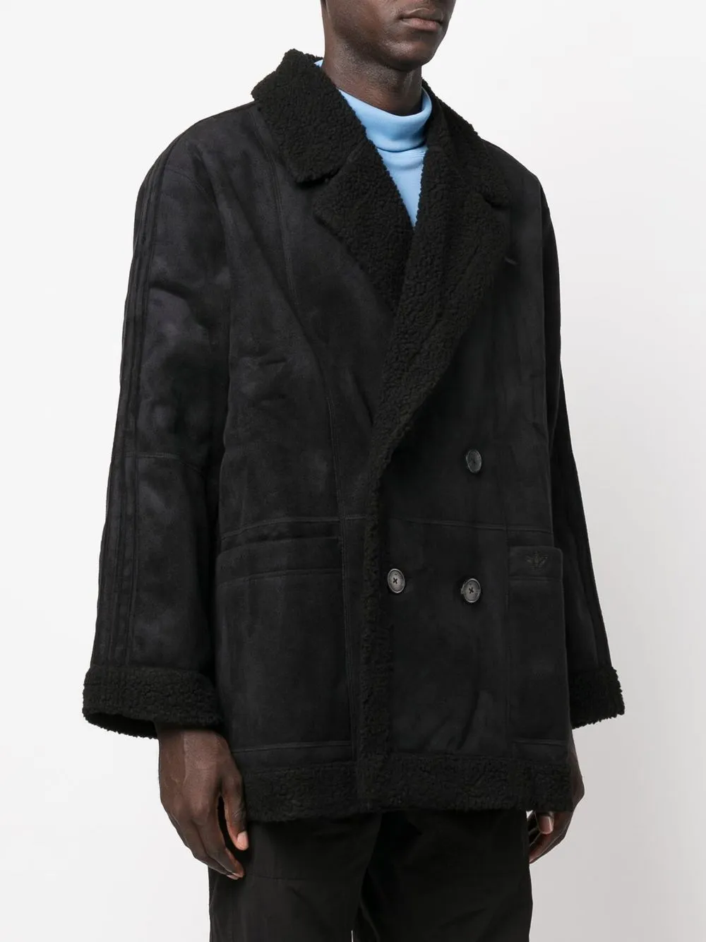 Shearling double hot sale breasted coat