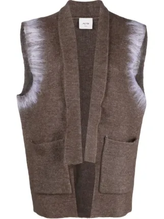 Alysi fur trim Knitted Sleeveless Cardigan Brown FARFETCH BN