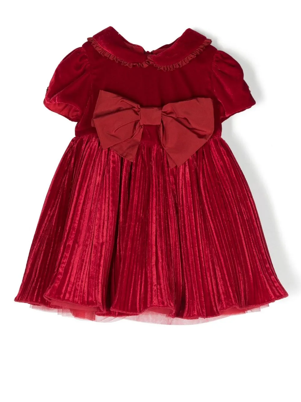 

Monnalisa vestido con detalle de moño y volantes - Rojo