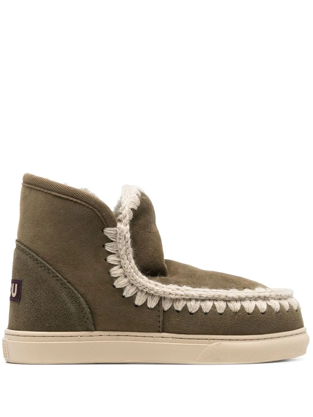 

Mou crochet stitch-trim sneaker boots - Green