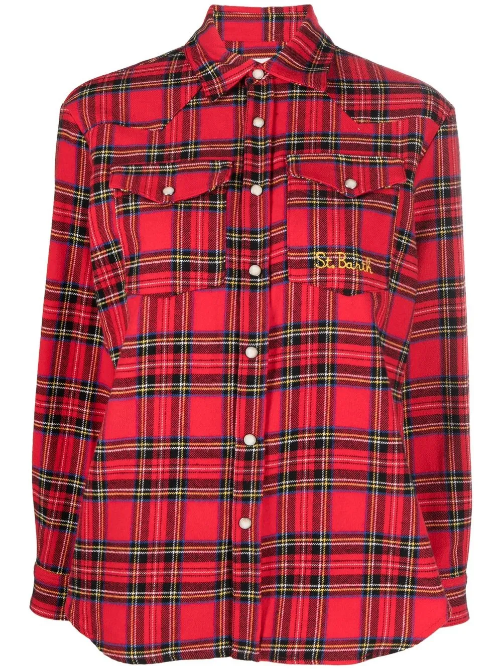 

MC2 Saint Barth camisa manga larga con cuadros estampados - Rojo