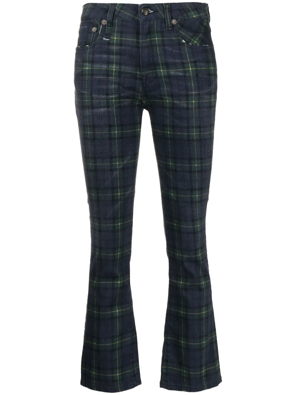 

R13 tartan check-print flared jeans - Blue