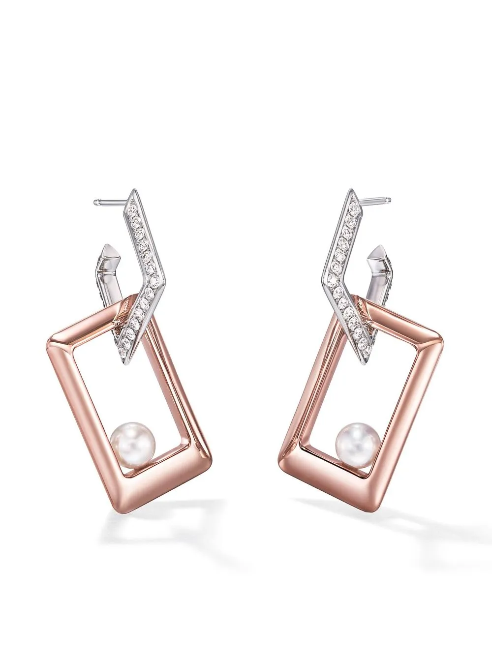 

TASAKI 18kt gold Linkage pearl and diamond earrings - Silver