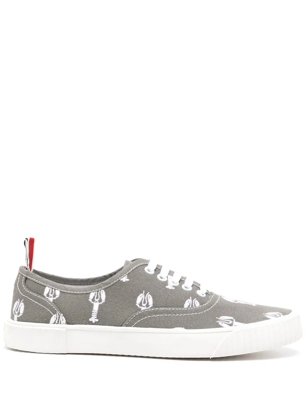 

Thom Browne tenis con agujetas y langosta bordada - Gris