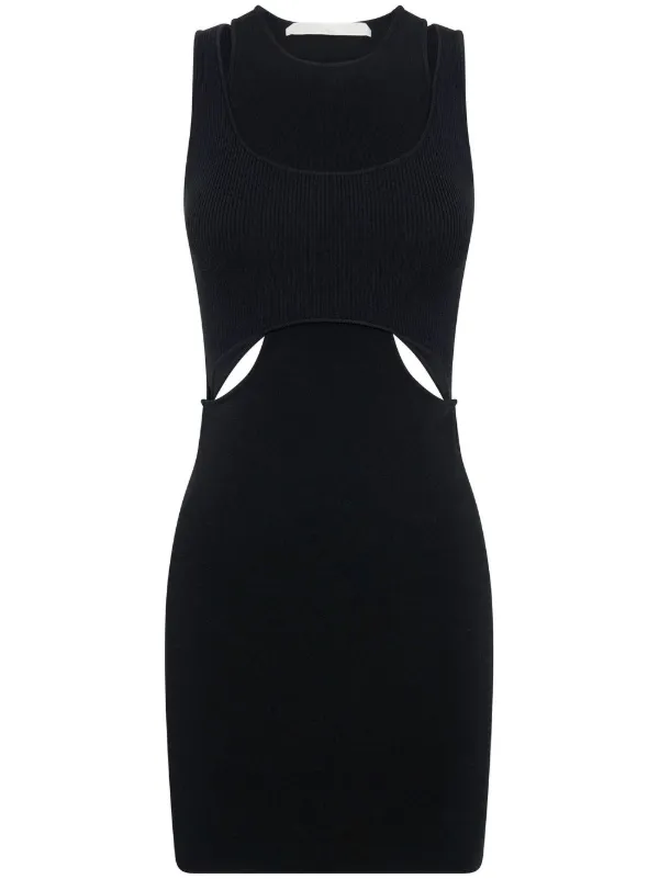 Dion Lee cut-out Detail Layered Mini Dress Black FARFETCH IN