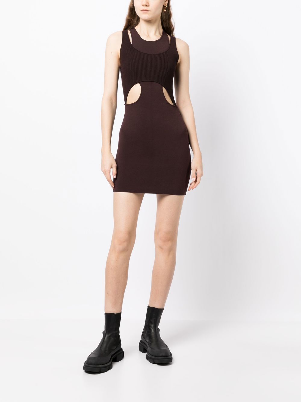 Shop Dion Lee Cut-out Detail Layered Mini Dress In Brown