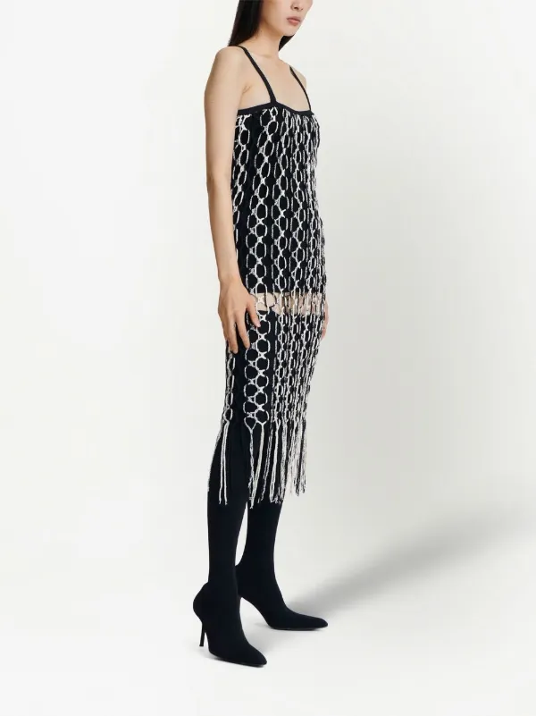 Dion Lee Crochet-net Layered Midi Dress - Black