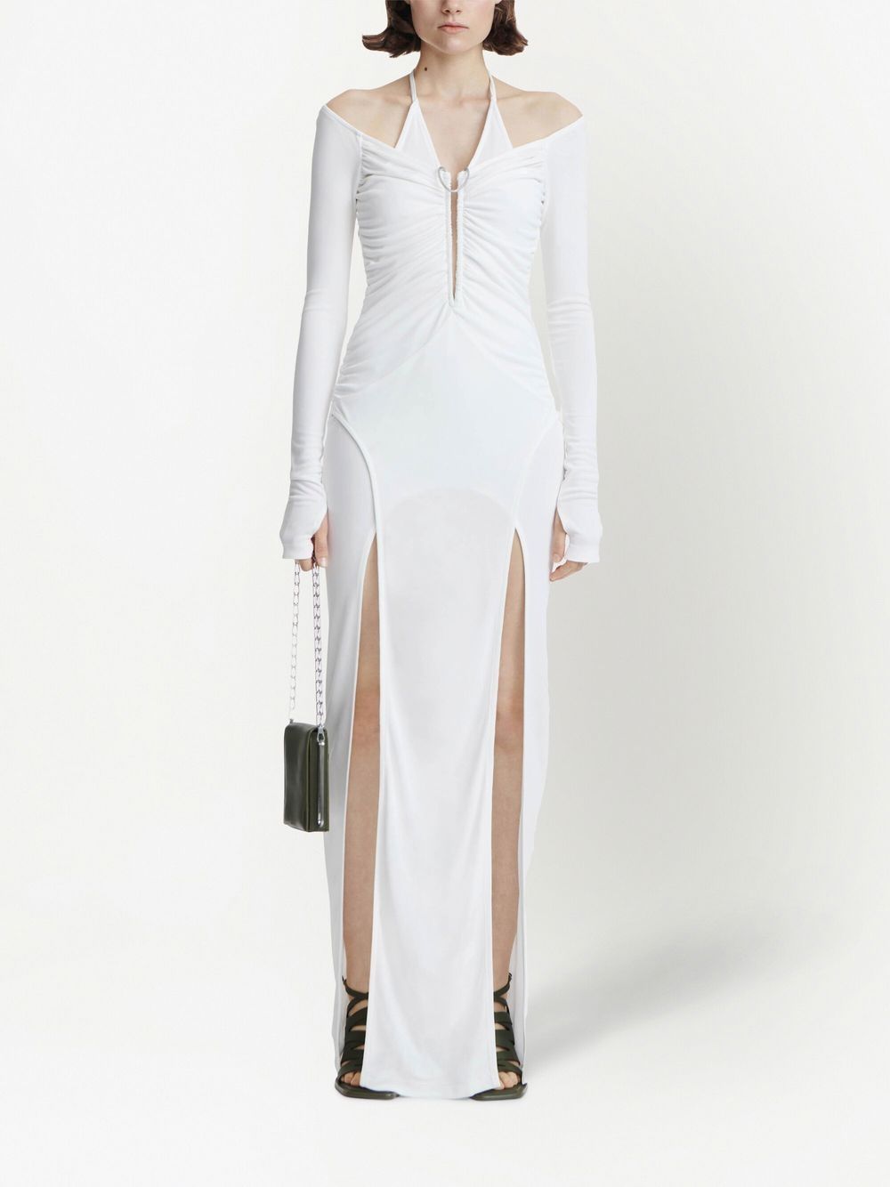 Shop Dion Lee Mobious Halterneck Gown In White