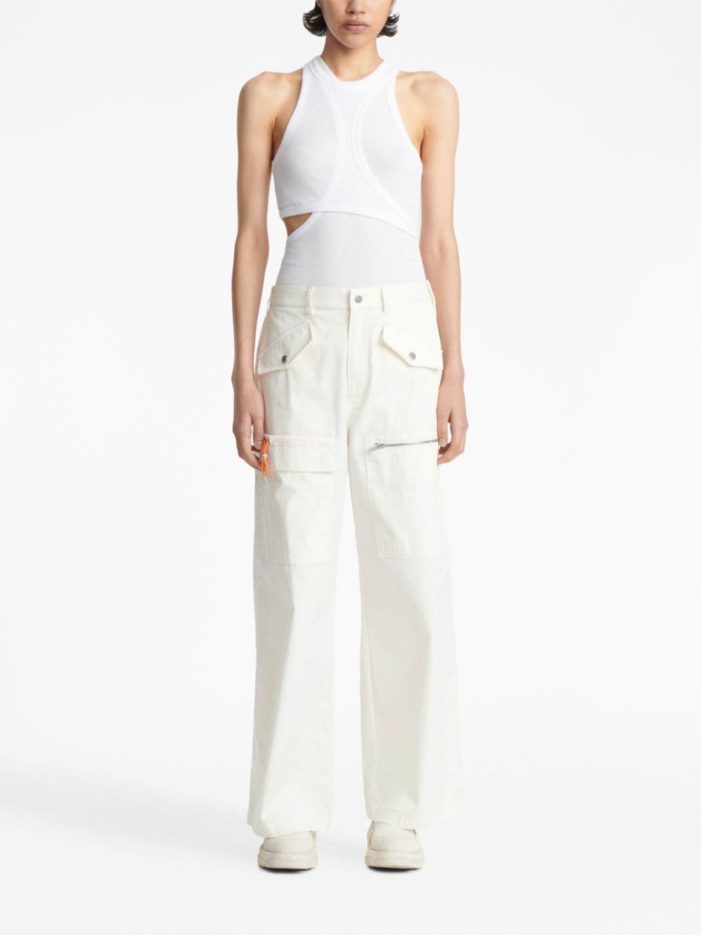 Shop Dion Lee Straight-leg Cargo Trousers In White