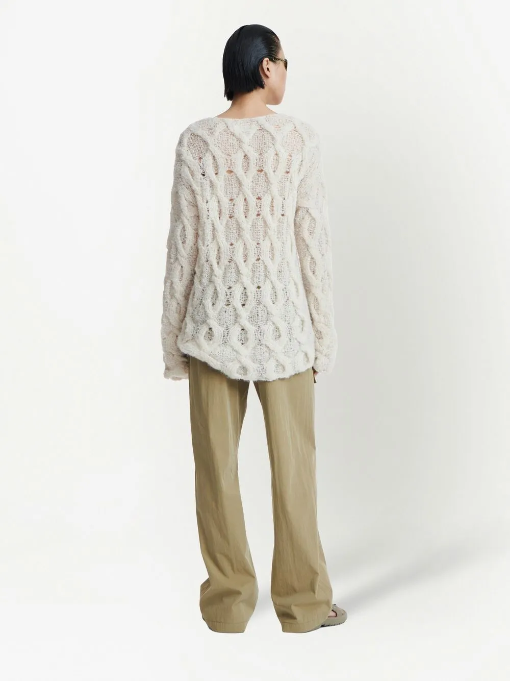 Shop Dion Lee Cable-knit Boucle Jumper In White