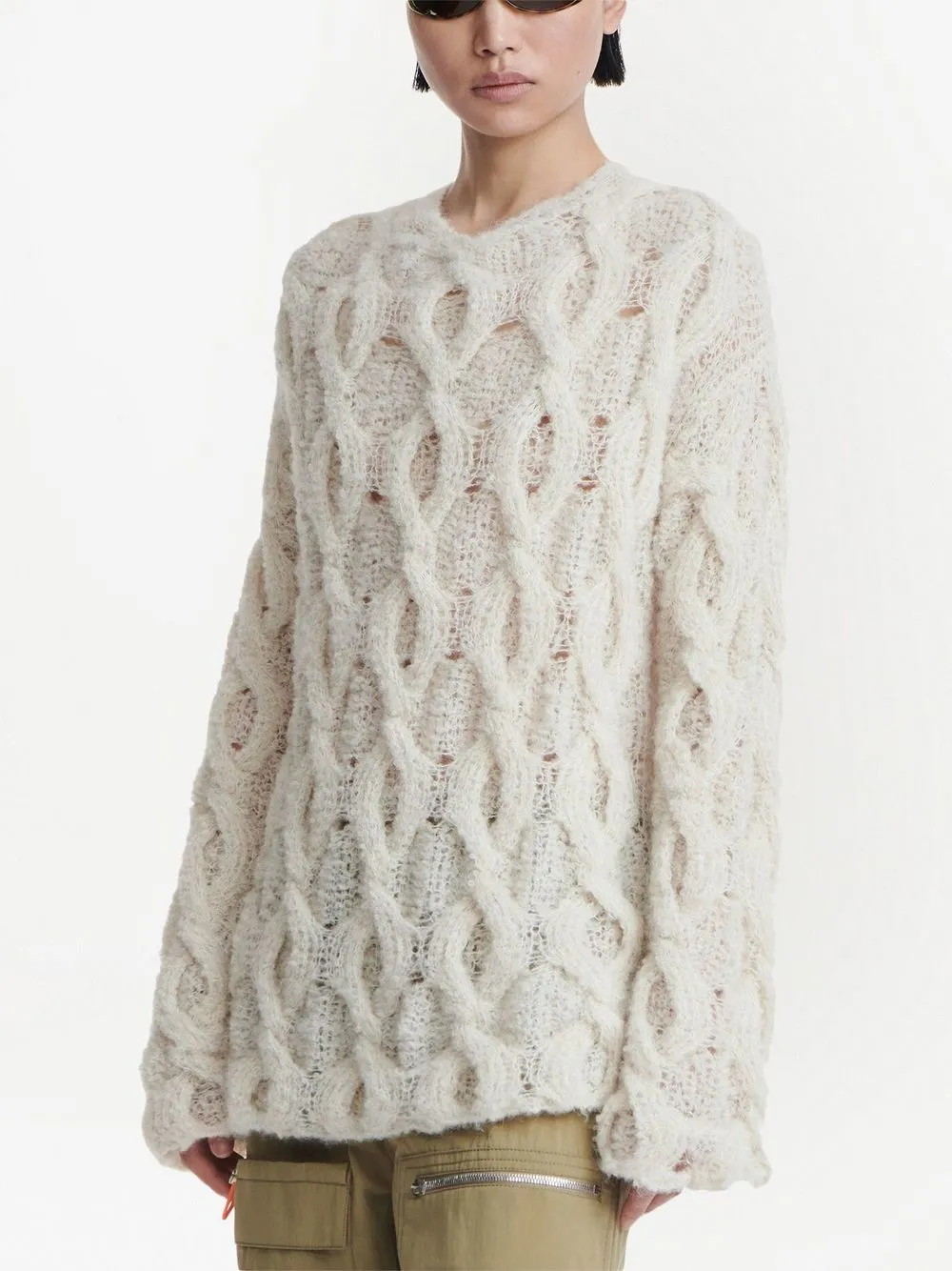 Shop Dion Lee Cable-knit Boucle Jumper In White