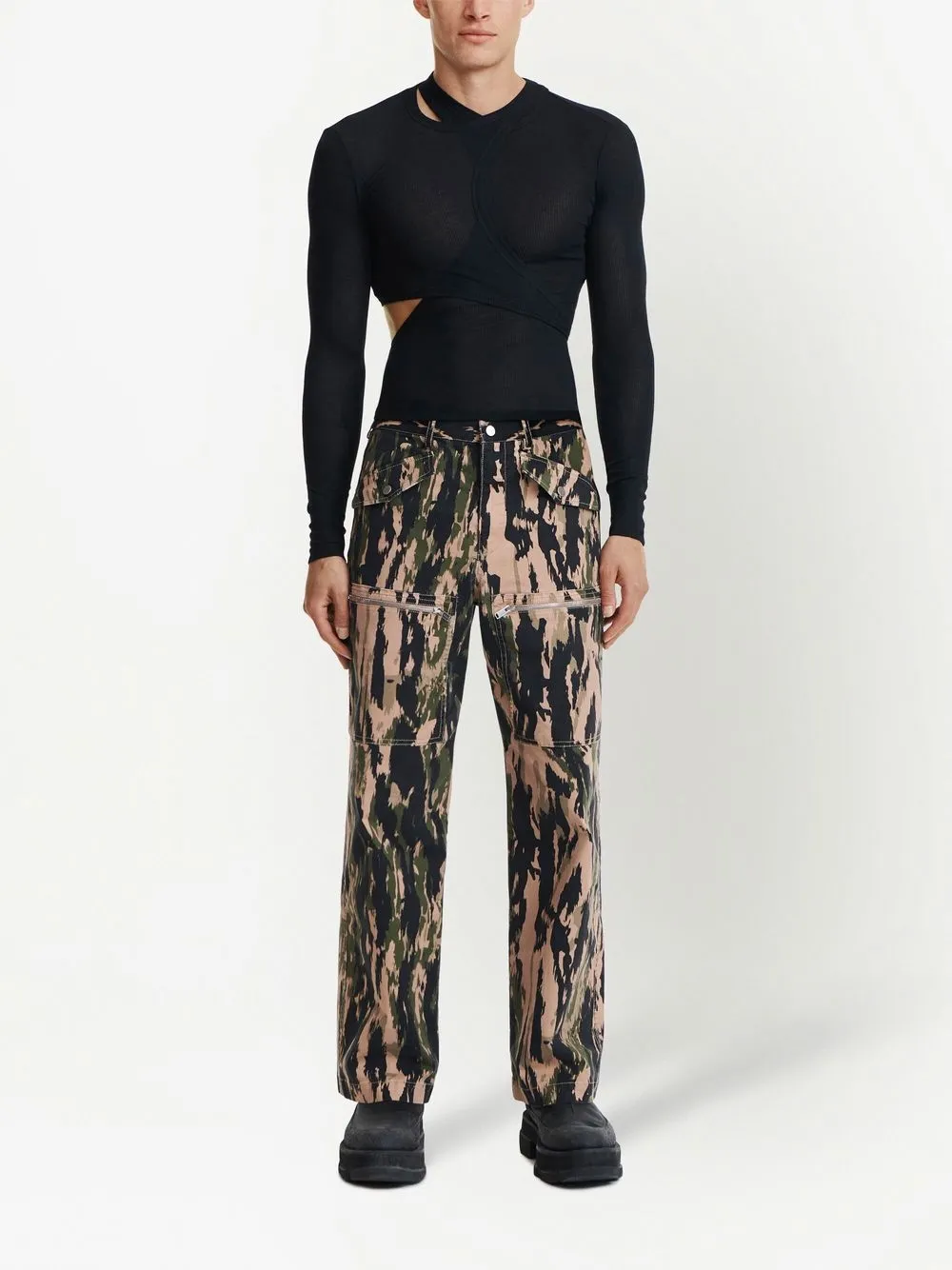 DION LEE MODULAR LAYERED LONG-SLEEVE TOP