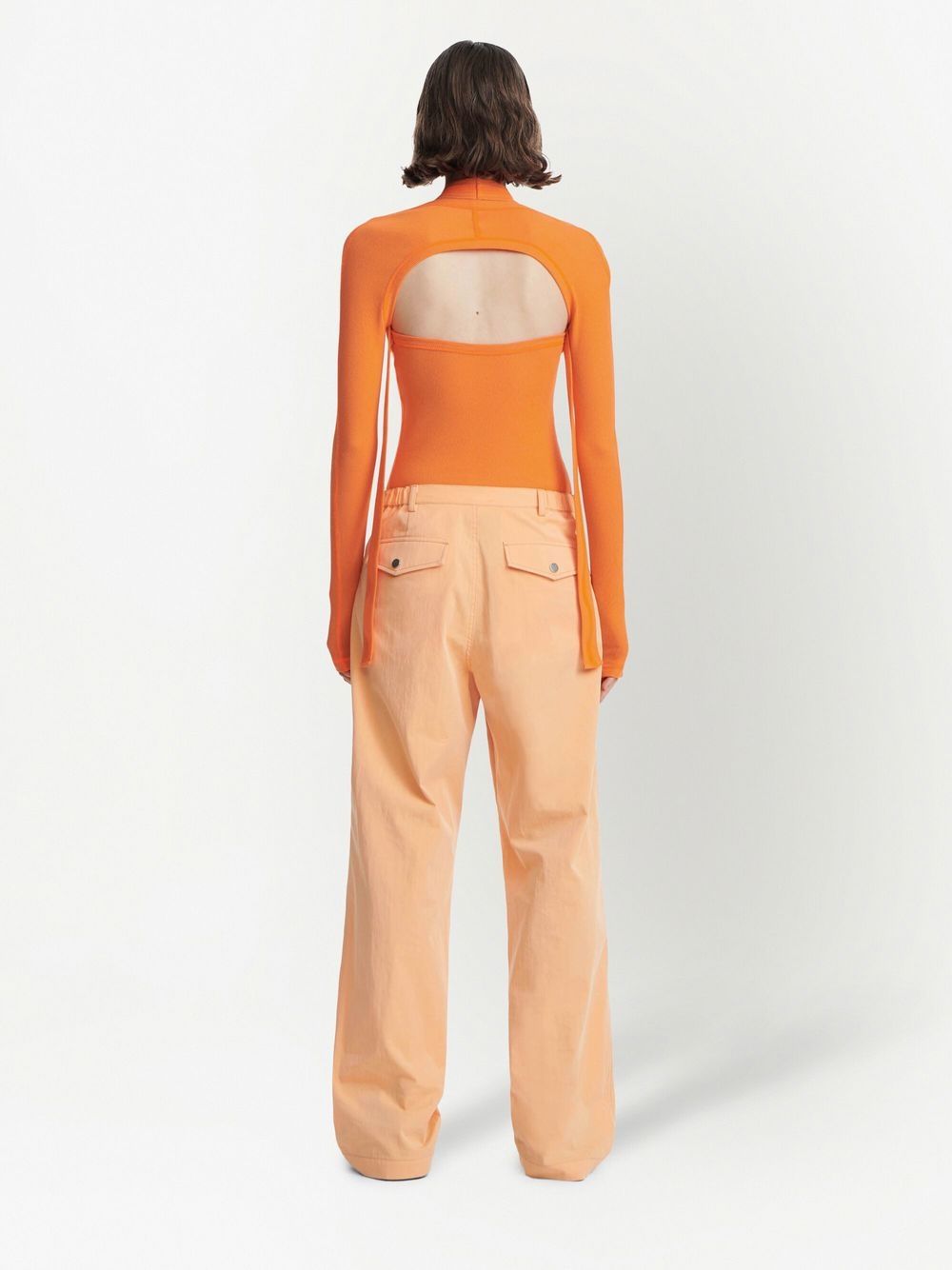 Shop Dion Lee Modular Long-sleeve Layered Top In Orange