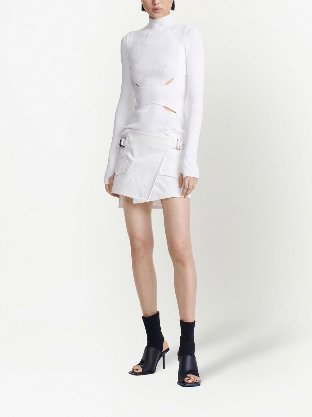 Shop Dion Lee Interlink Skivvy Cut-out Sweater In Ivory