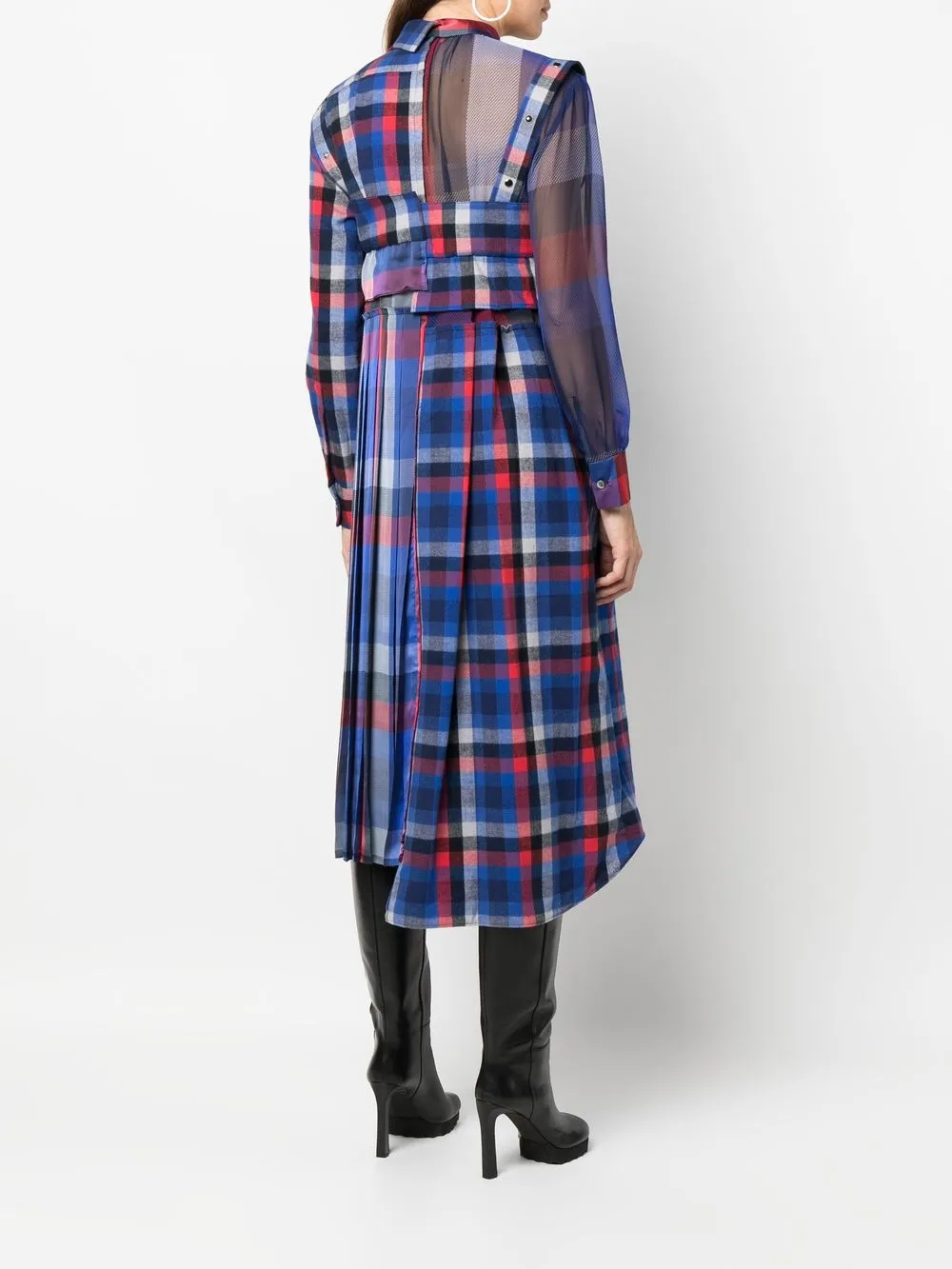 Sacai check-print Shirt midi-dress - Farfetch