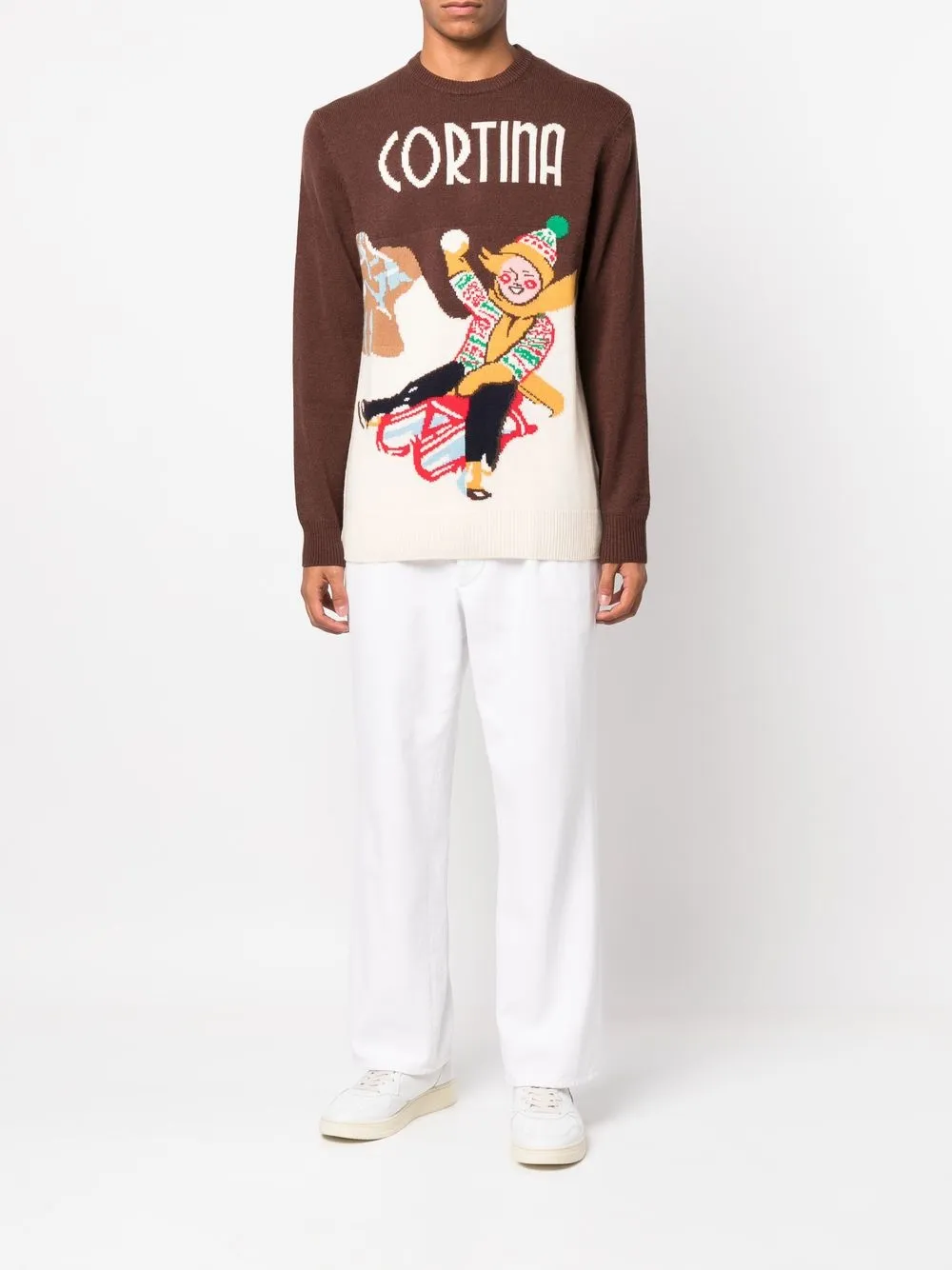 Mc2 Saint Barth Cortina Intarsia-knit Jumper In Braun