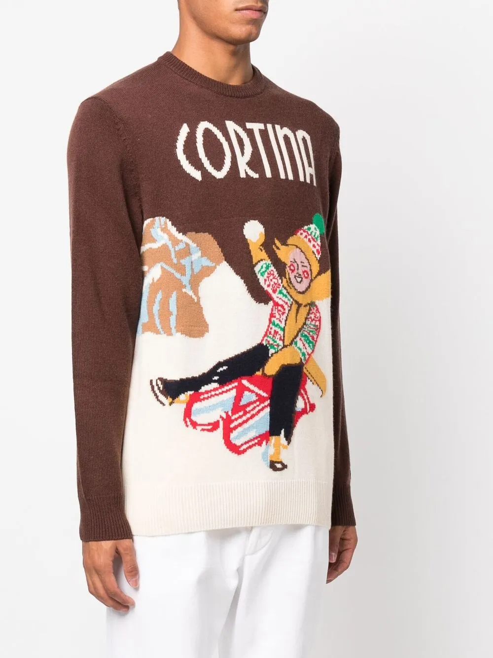 Mc2 Saint Barth Cortina Intarsia-knit Jumper In Braun