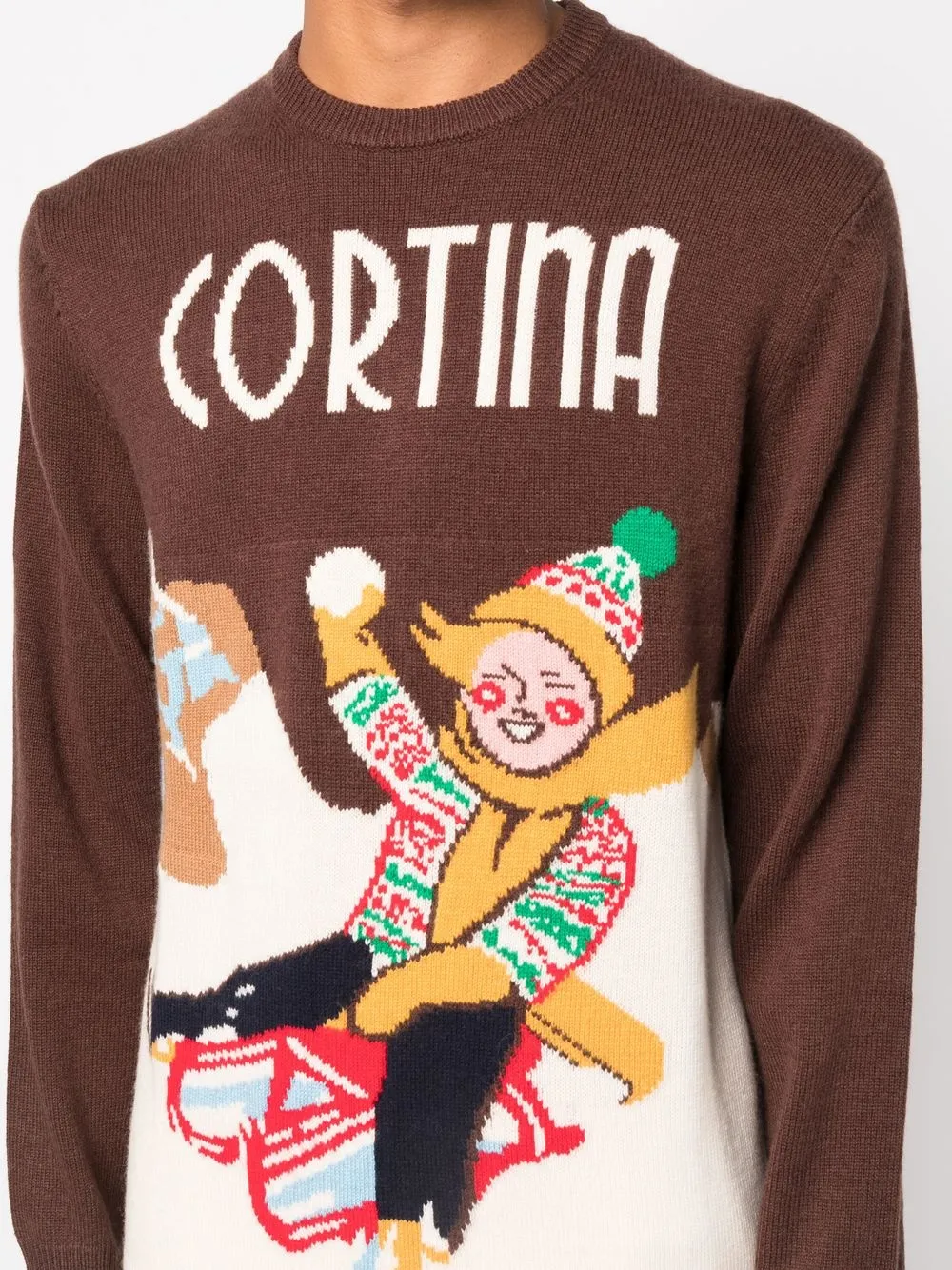 Mc2 Saint Barth Cortina Intarsia-knit Jumper In Braun