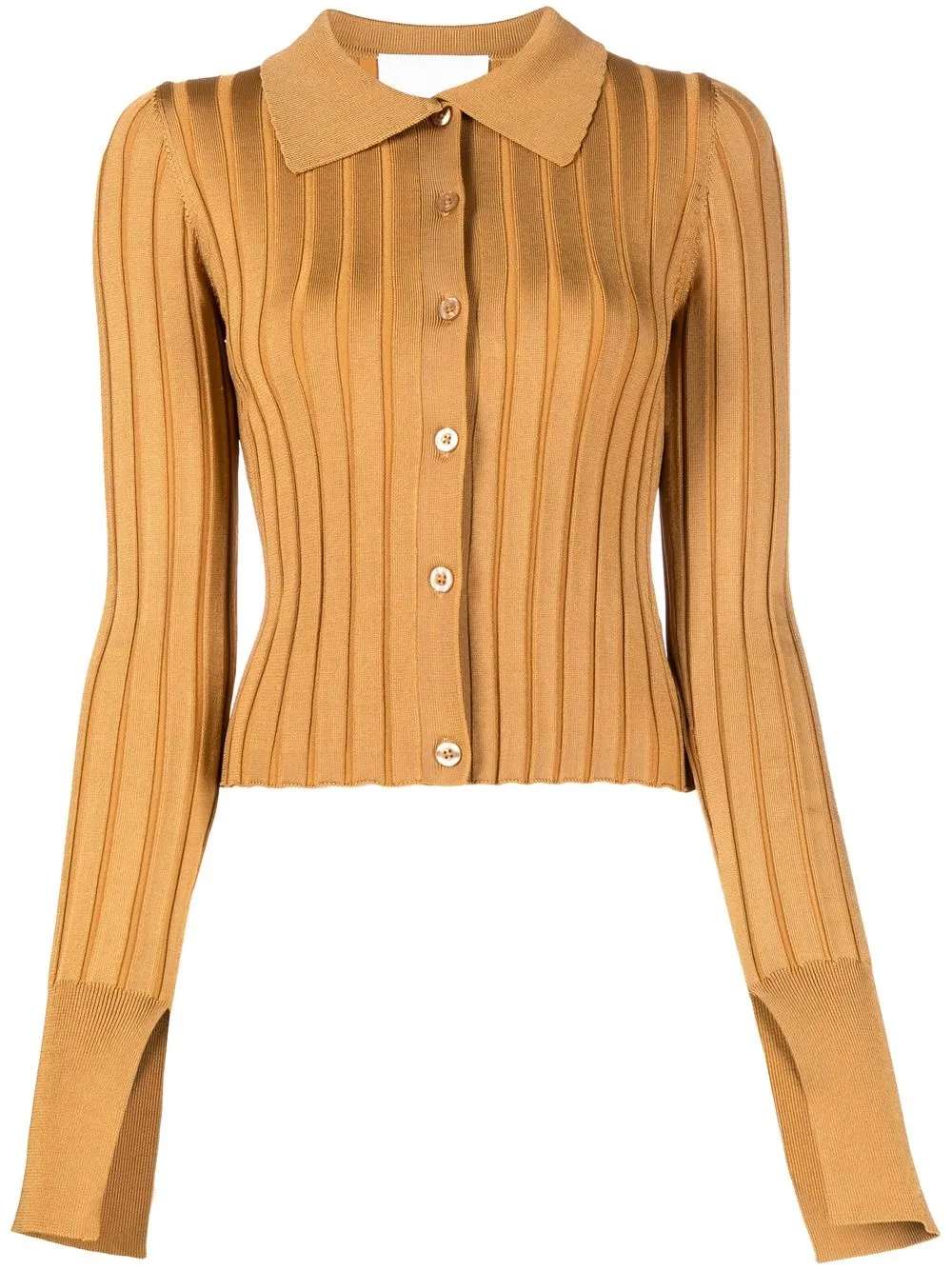 

ROTATE ribbed slim-cut cardigan - Brown