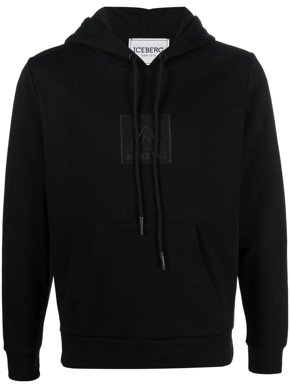 

Iceberg cotton logo-patch hoodie - Black