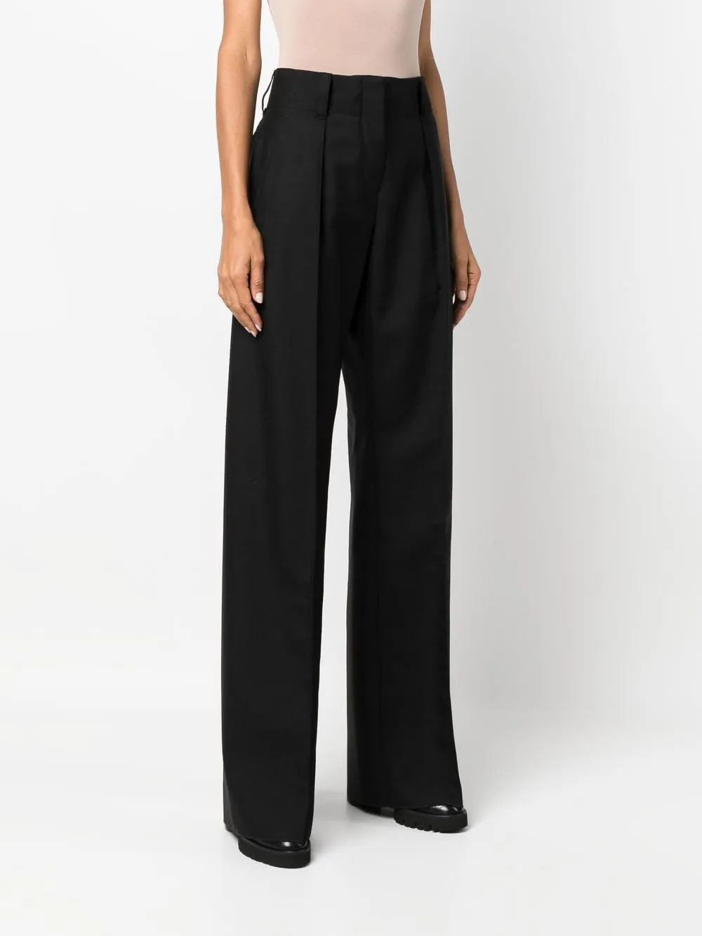  Ferragamo Weite High Waist Hose   Schwarz 
