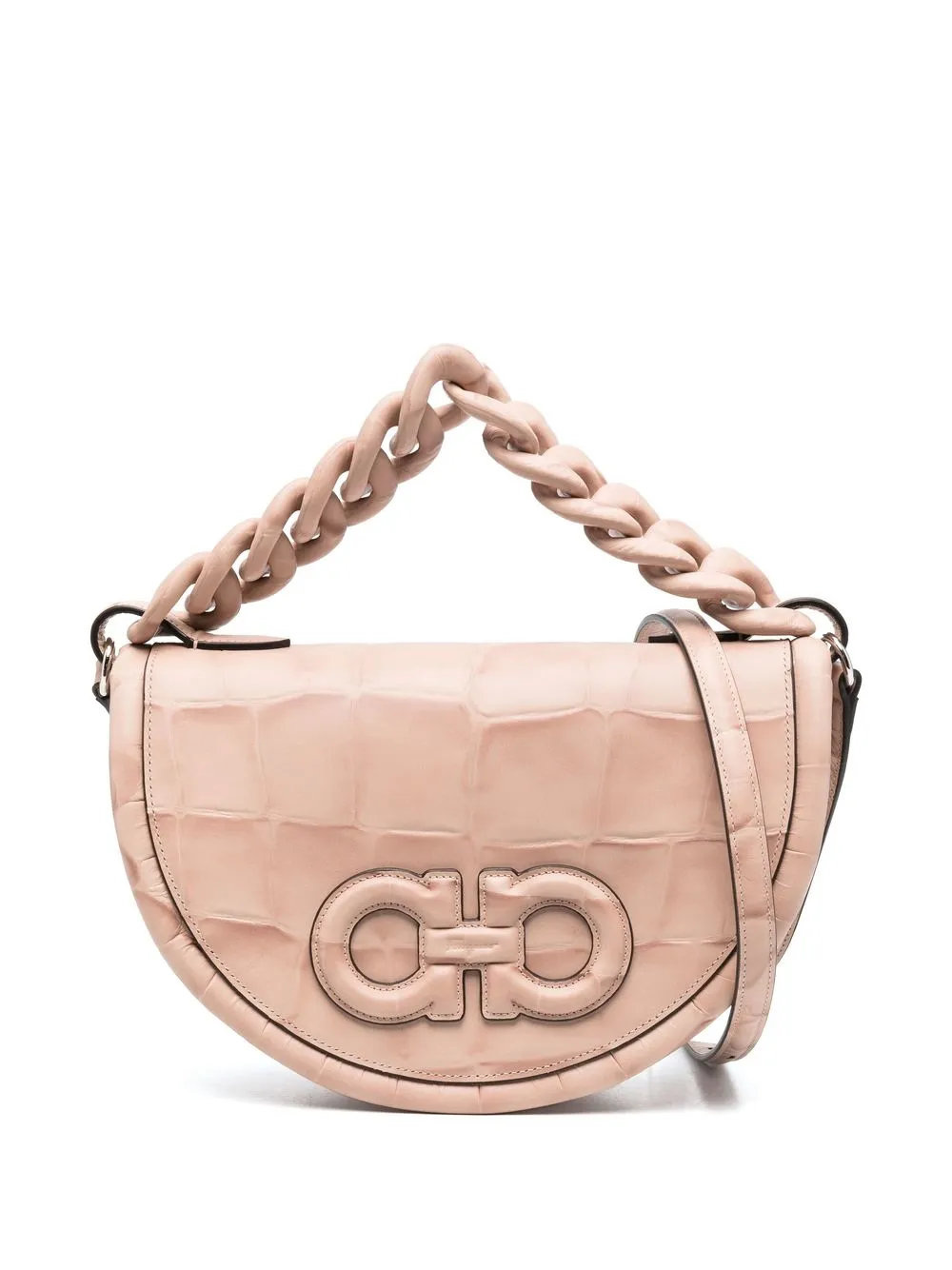 

Salvatore Ferragamo Aura crocodile-effect shoulder bag - Pink