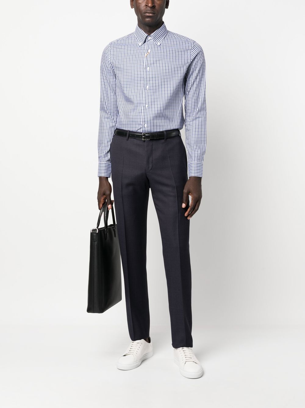 Canali Geruite broek - Blauw