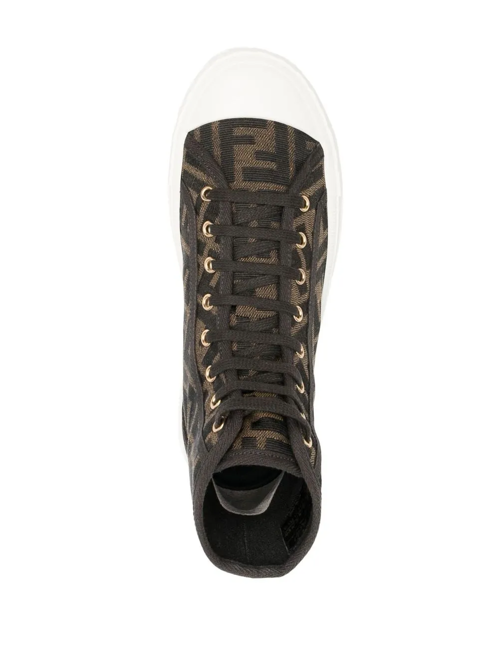 FENDI monogram lace-front sneakers Brown