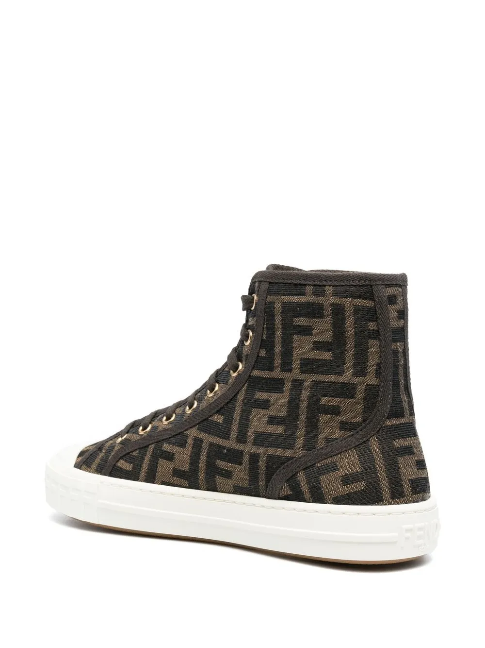 FENDI monogram lace-front sneakers Brown