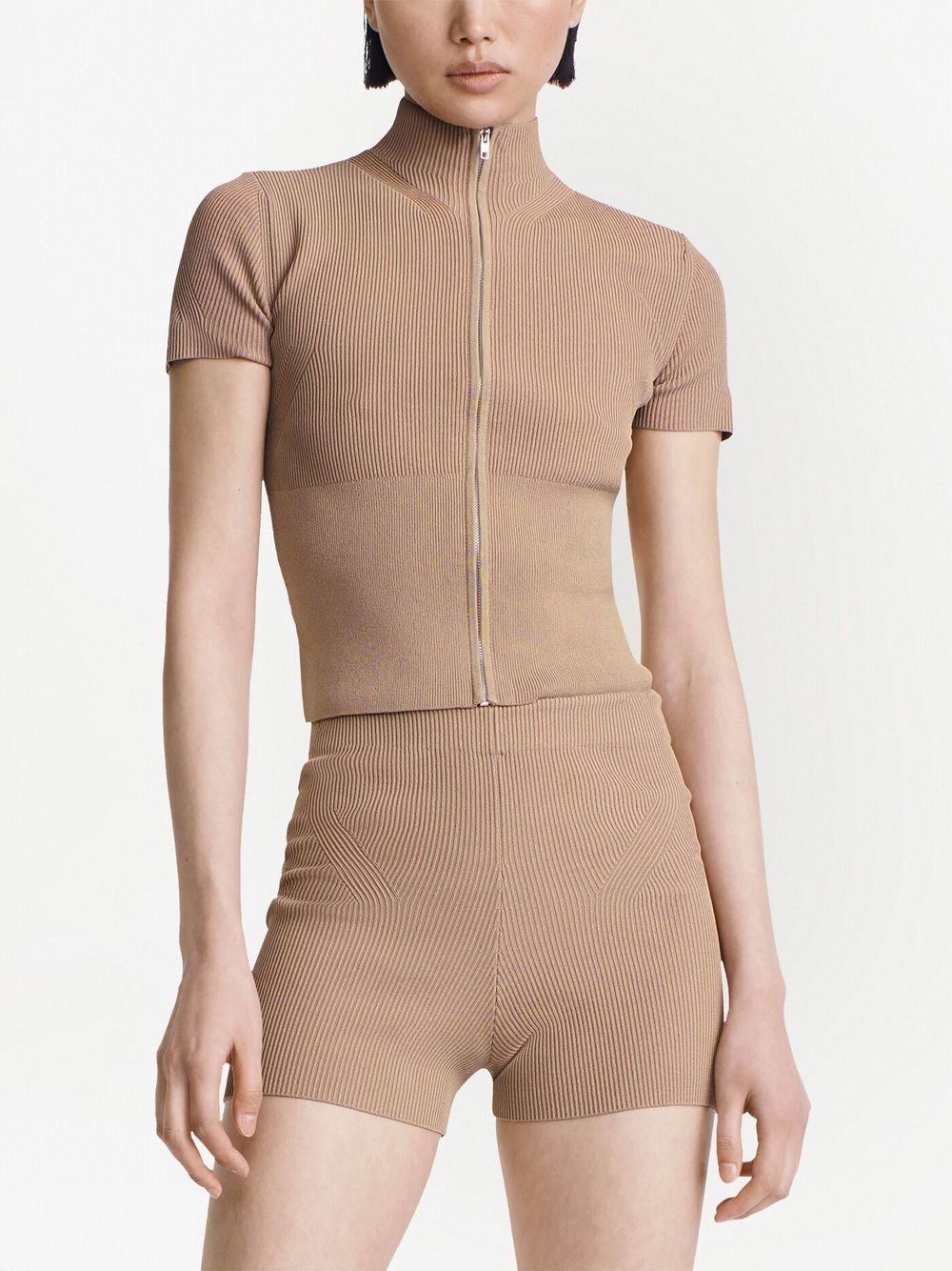 Shop Dion Lee Angled Rib-knit Top In Neutrals
