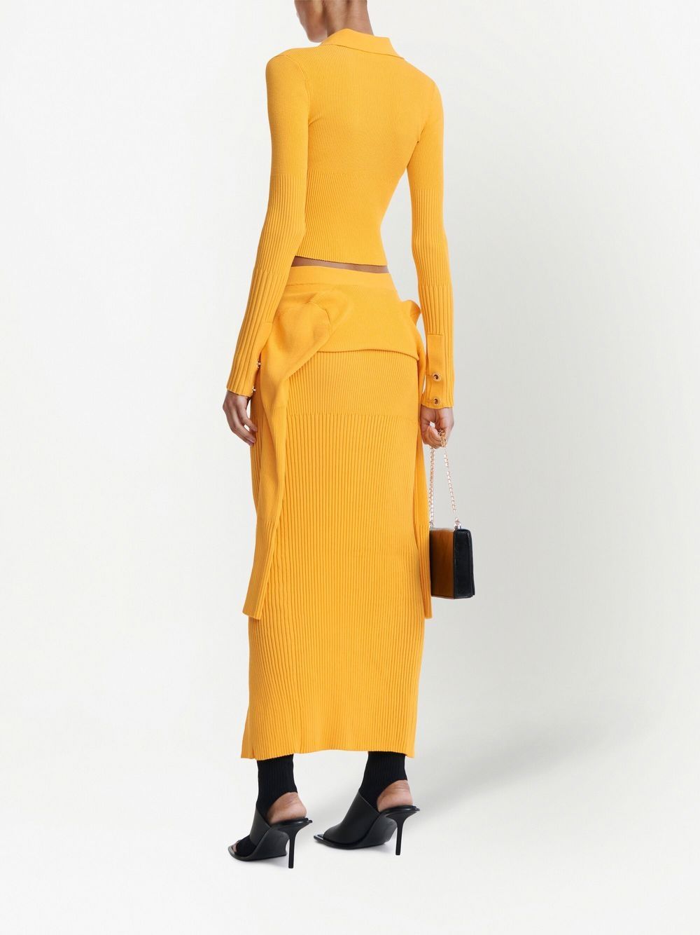 Shop Dion Lee Gradient Ribbed-knit Cardigan In Yellow