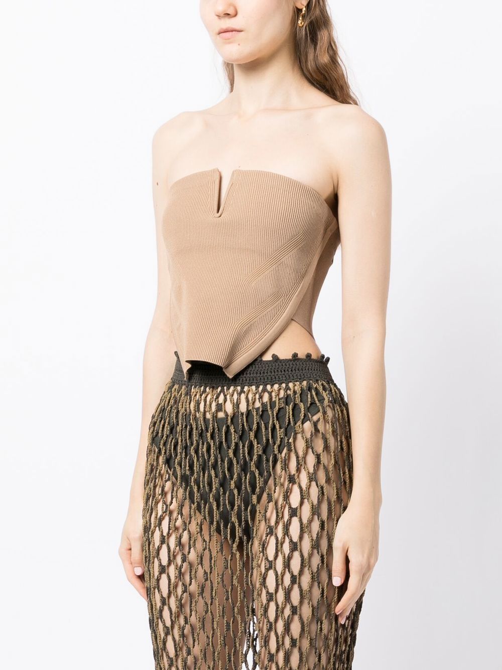 Shop Dion Lee Angled Rib Bustier Corset In Brown