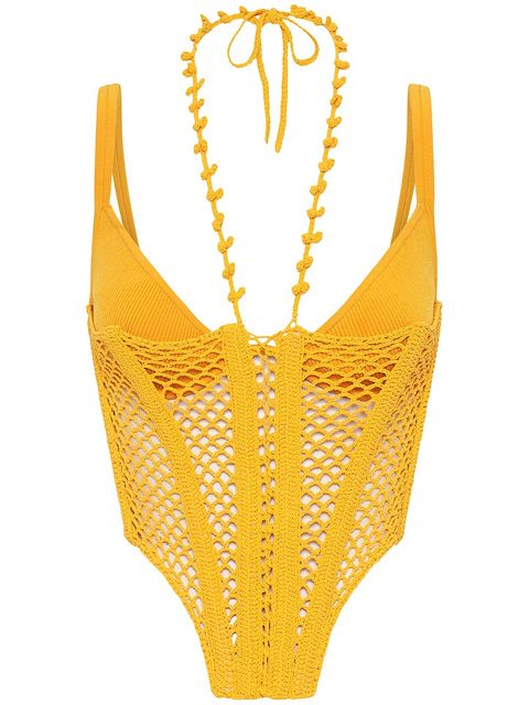 Dion Lee crochet corset-bodice layered top 