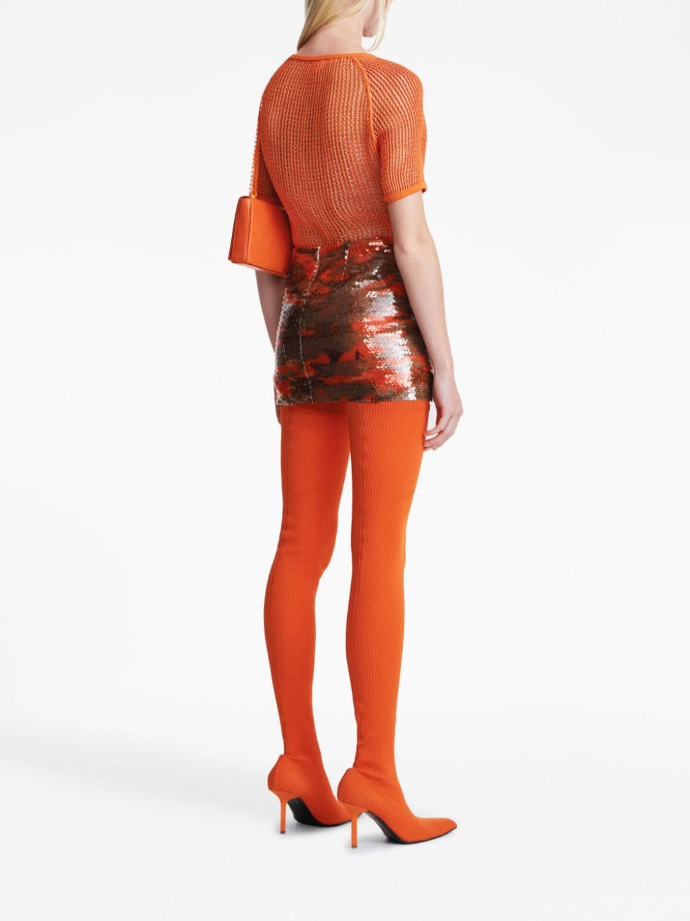 Shop Dion Lee Vertical Horizon Sequin Mini Skirt In Brown
